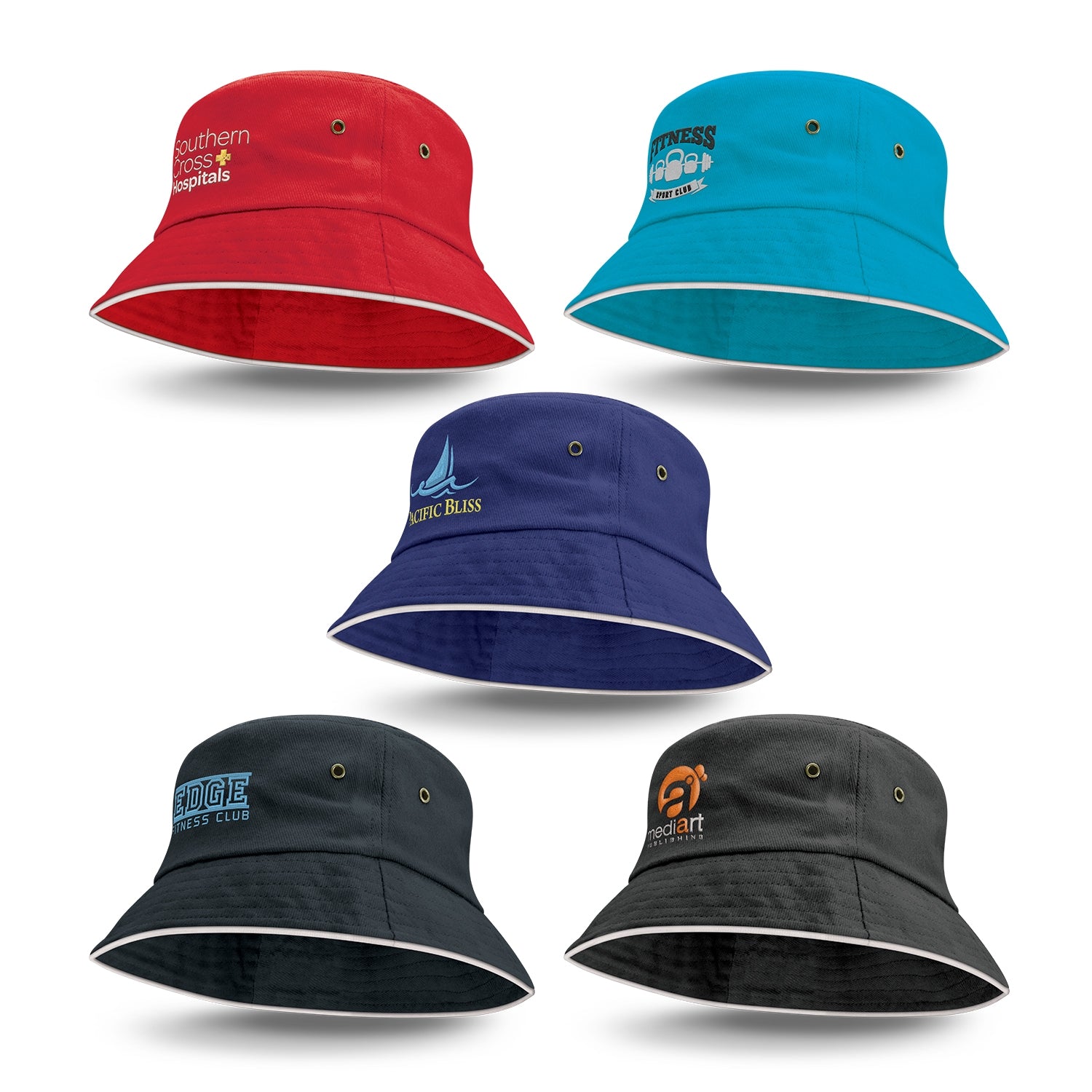 Bondi Bucket Hat White Sandwich Trim