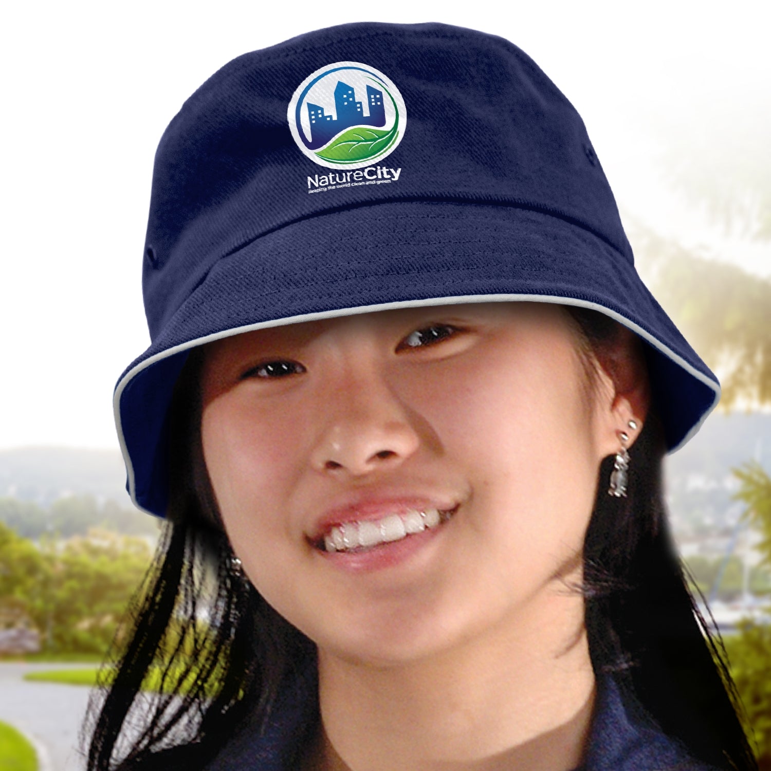 Bondi Bucket Hat White Sandwich Trim