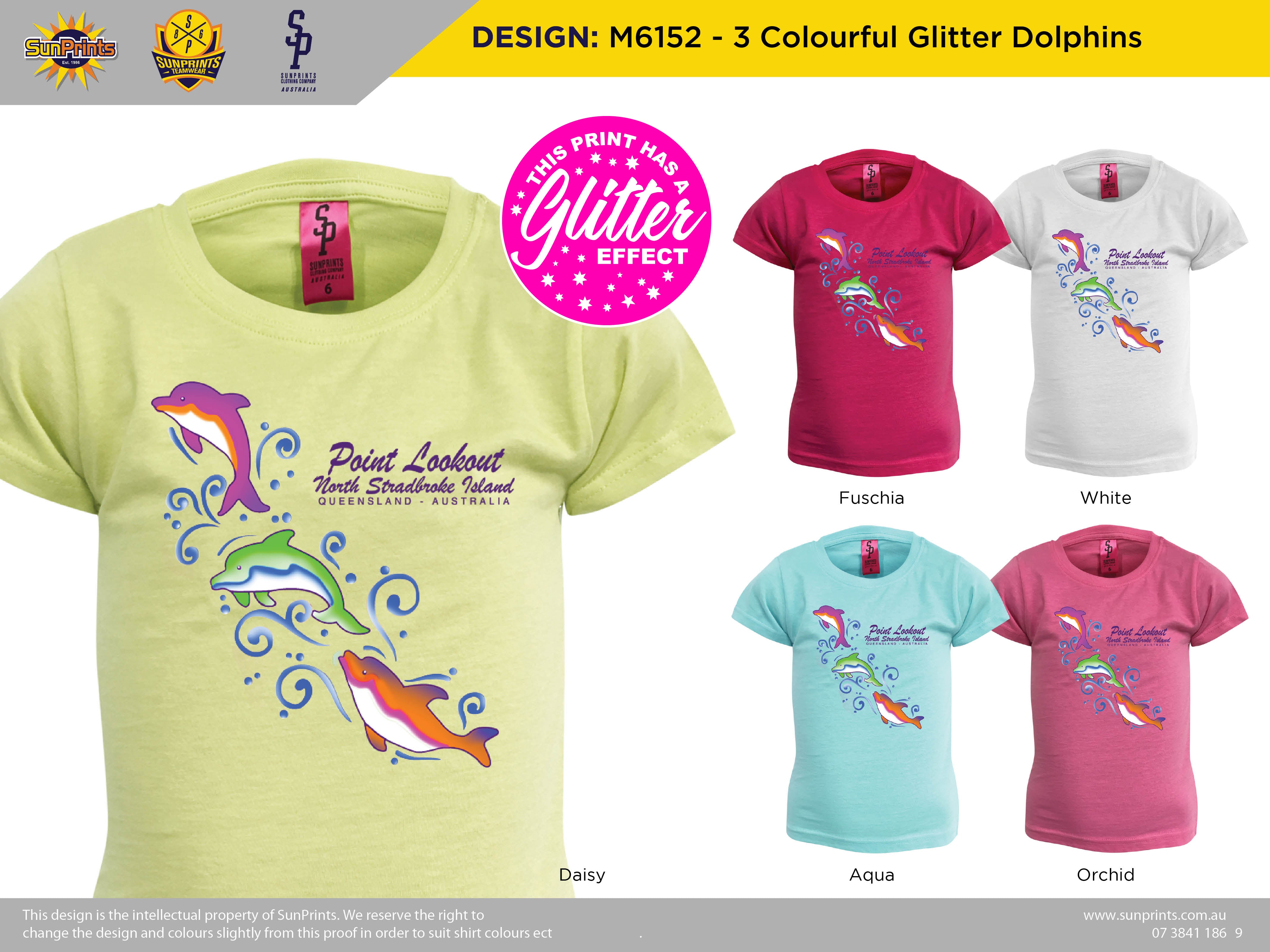 M6152 - 3 Colourful Glitter Dolphins