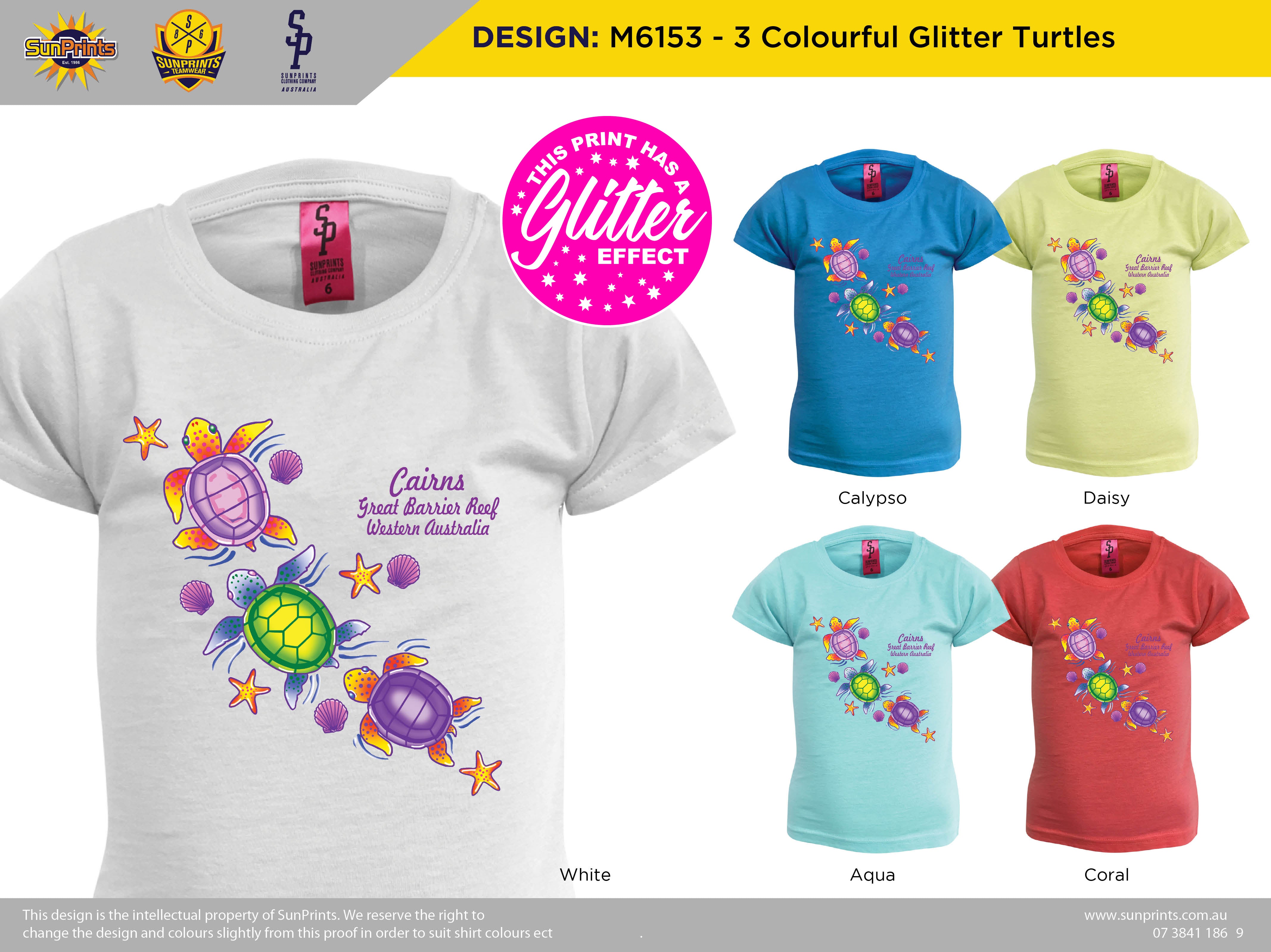 M6153 - 3 Colourful Glitter Turtles