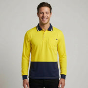 Mens Hi Vis Cotton Long Sleeve Polo ZH430