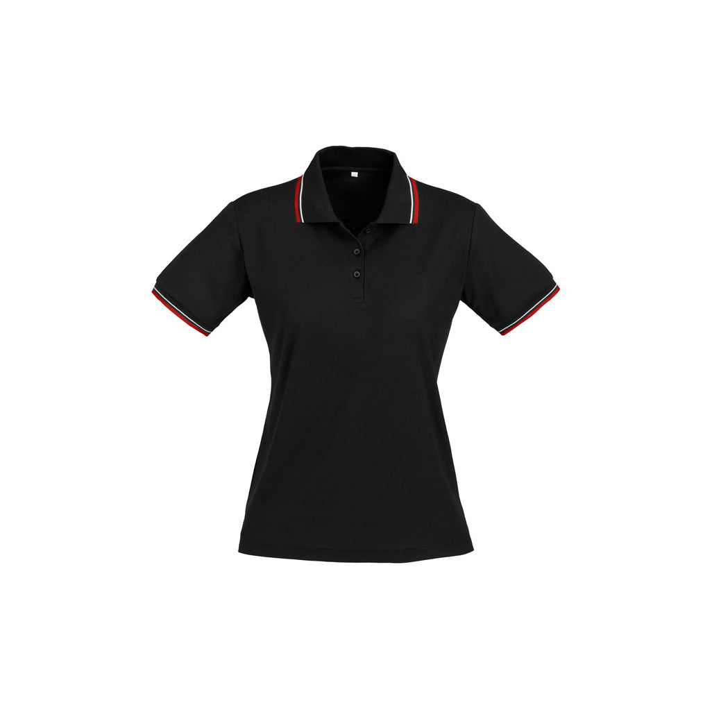 Womens Cambridge Short Sleeve Polo P227LS in Black/Red/White