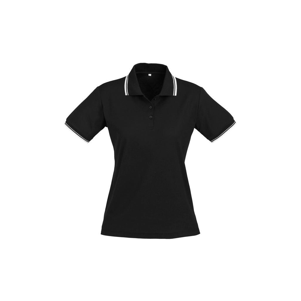 Womens Cambridge Short Sleeve Polo P227LS in Black/White/White