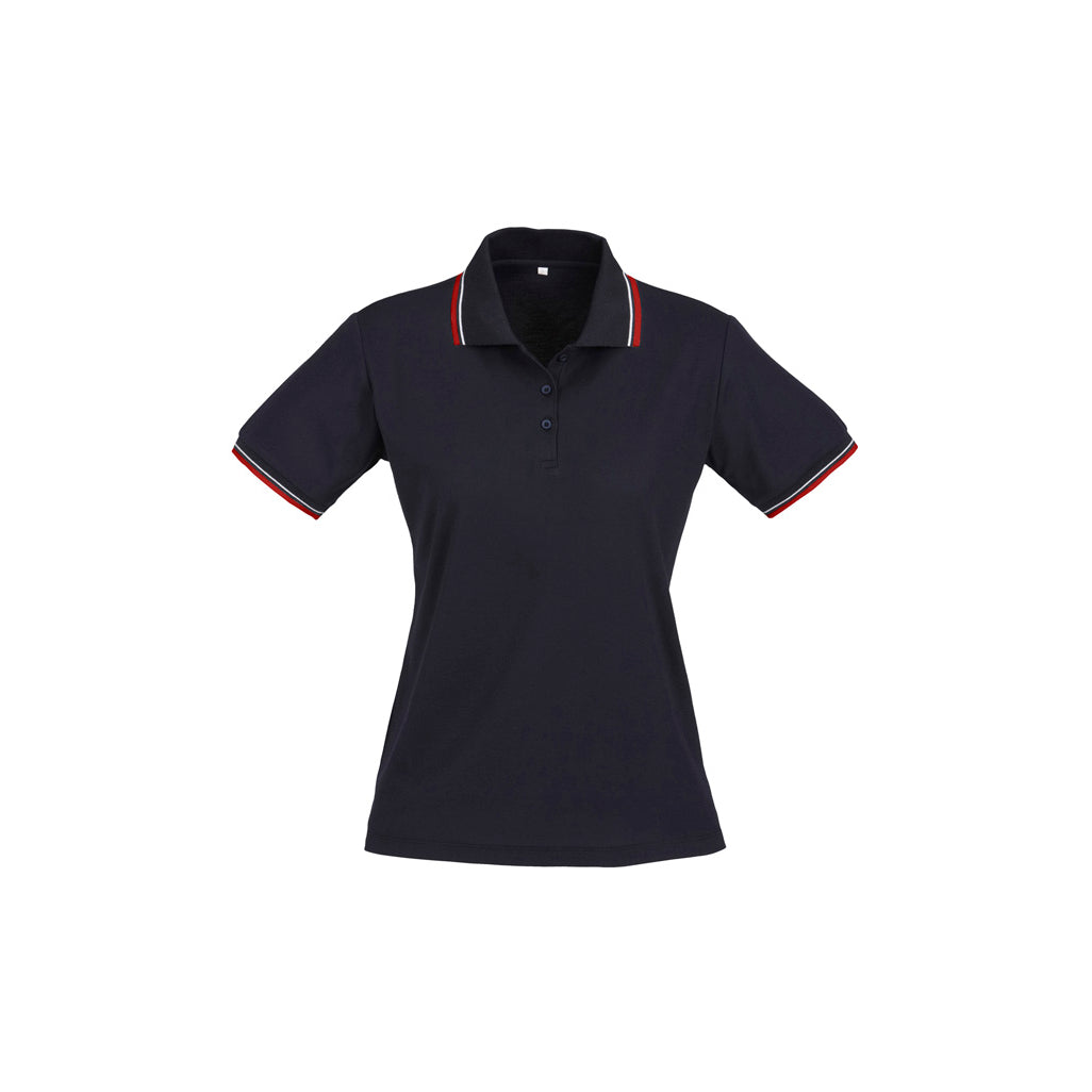Womens Cambridge Short Sleeve Polo P227LS in Navy/Red/White