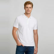 Mens Sprint Short Sleeve Polo P300MS worn by model in White