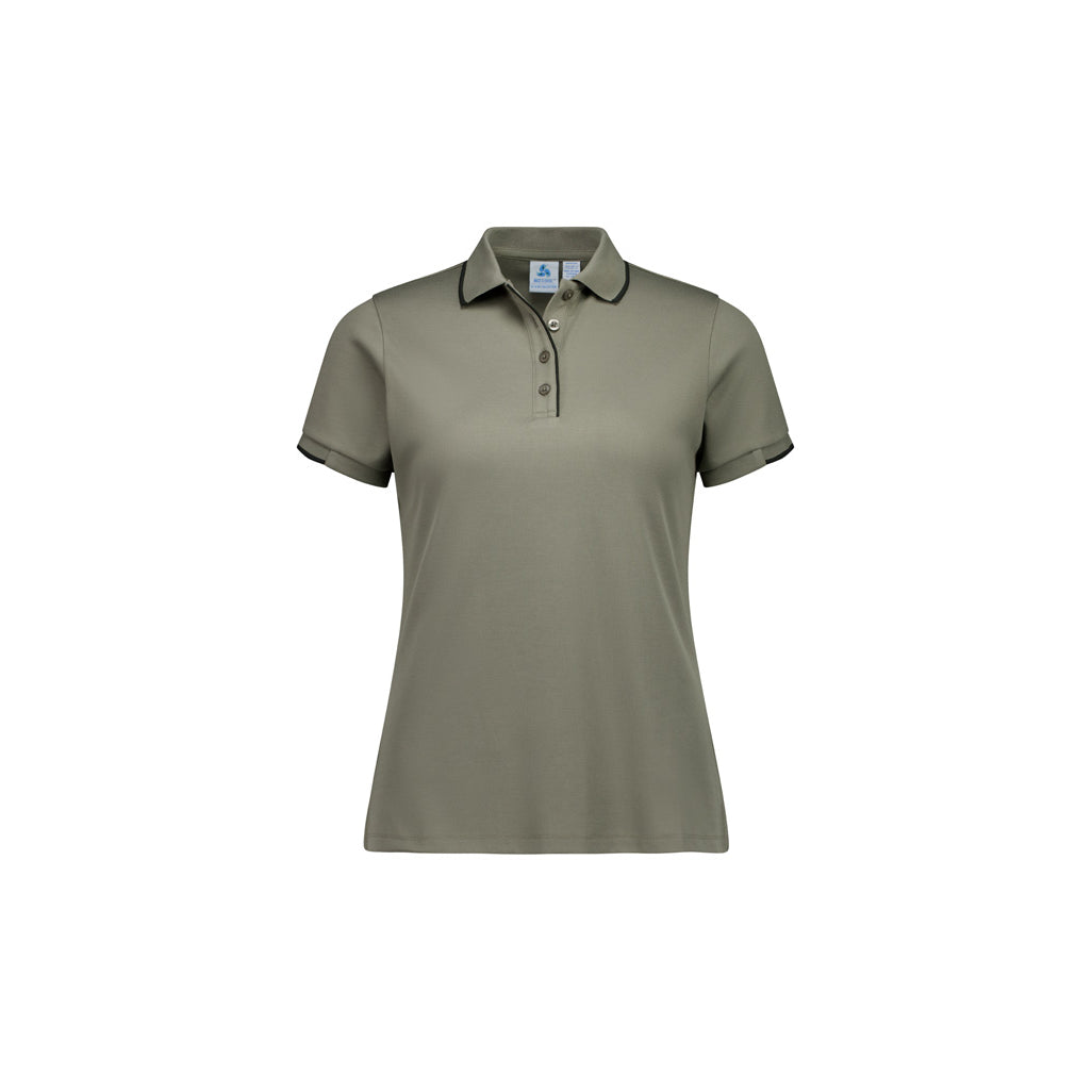 Womens Focus Short Sleeve Polo P313LS in Taupe/Black