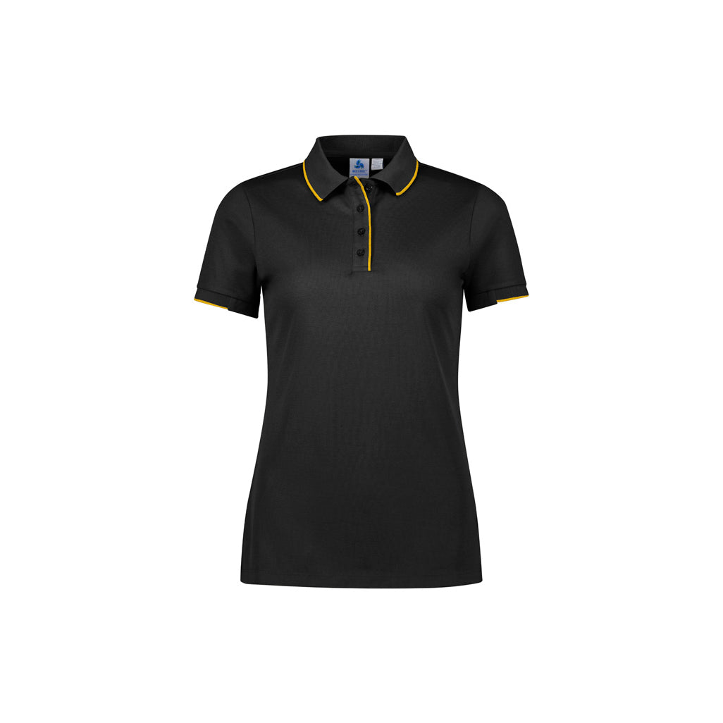 Womens Focus Short Sleeve Polo P313LS in Black/Gold