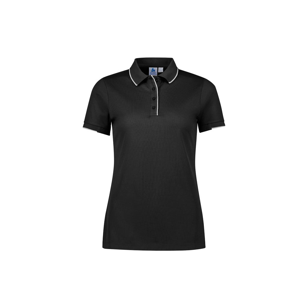 Womens Focus Short Sleeve Polo P313LS in Black/White