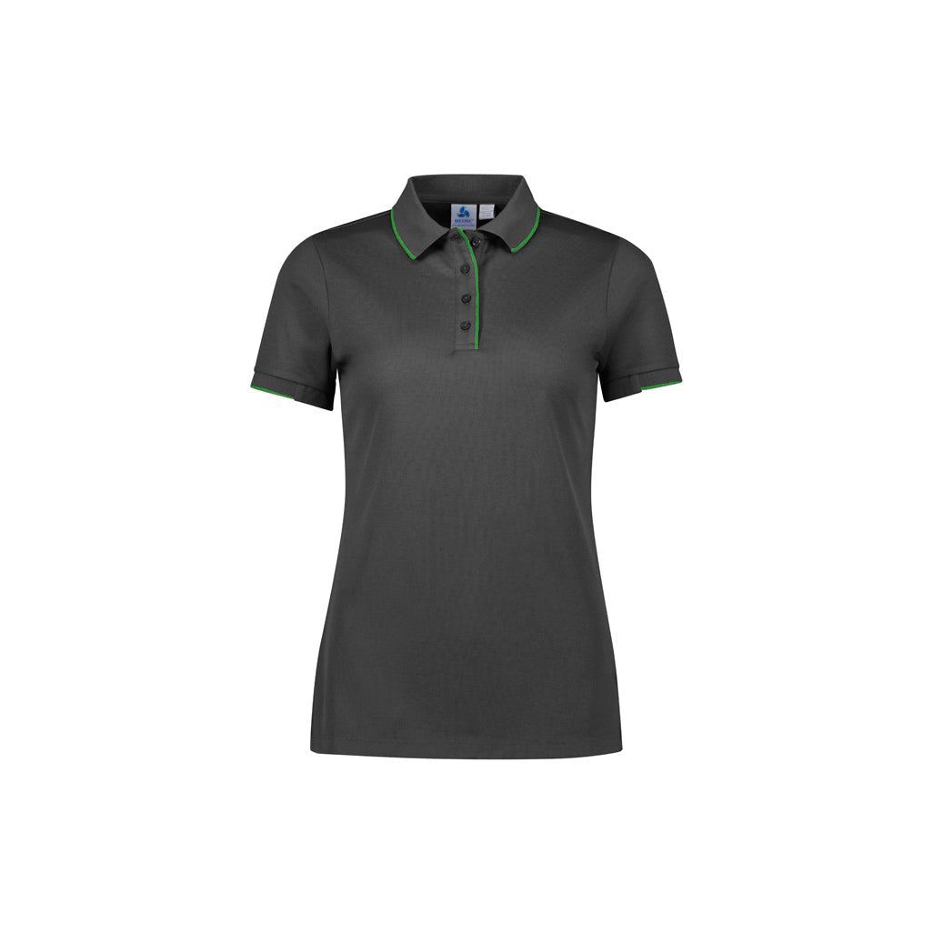 Womens Focus Short Sleeve Polo P313LS in Grey/Fluoro Lime