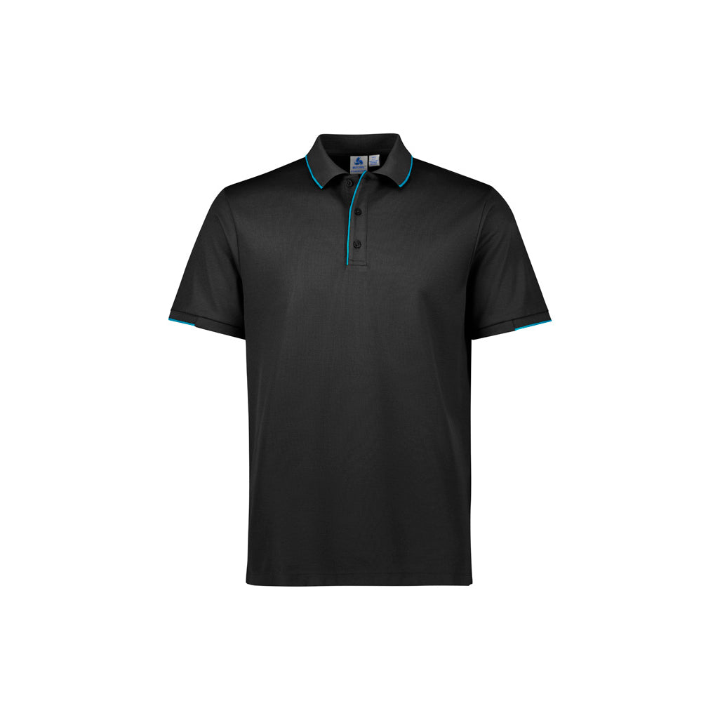 Mens Focus Short Sleeve Polo P313MS in Black/Cyan
