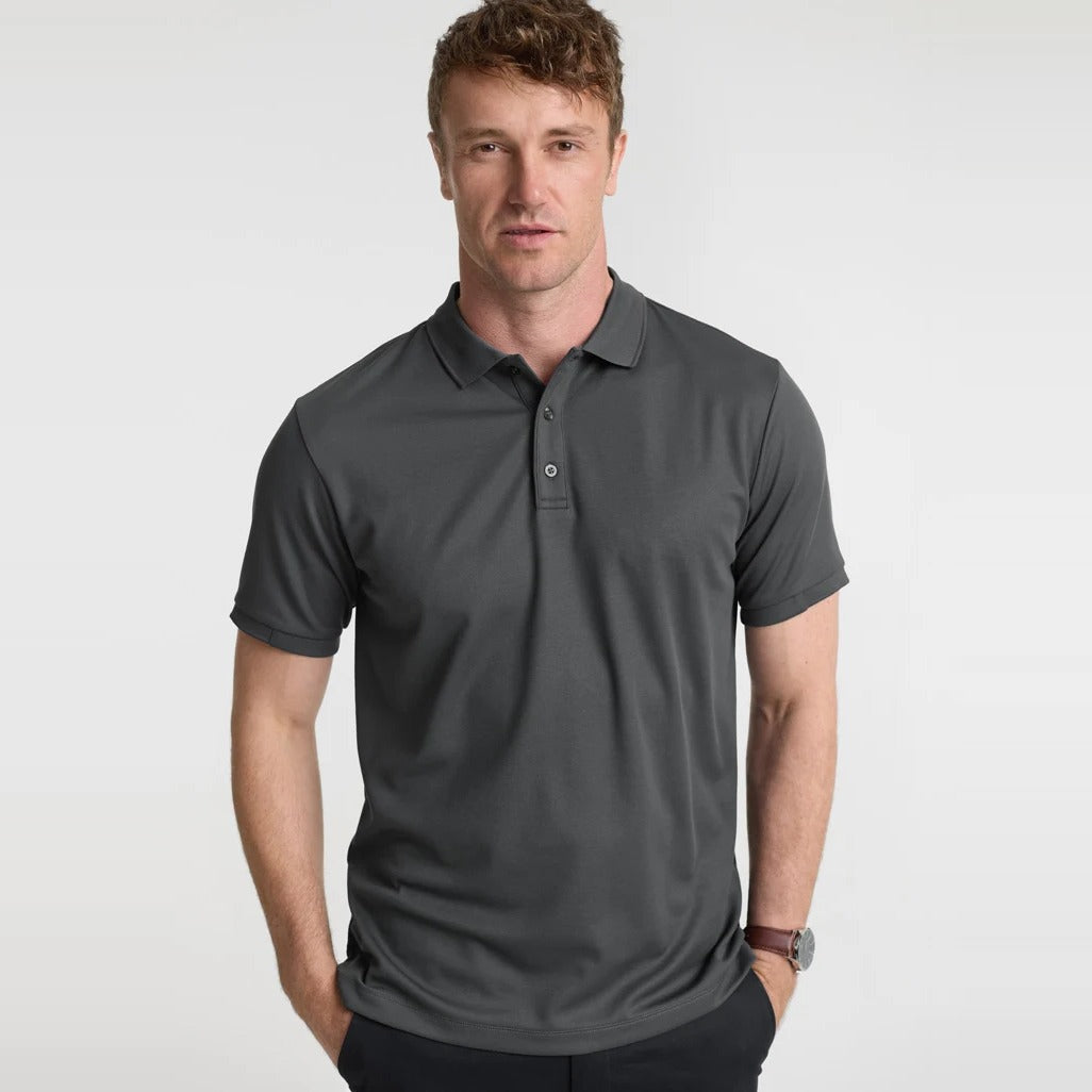 Mens Focus Short Sleeve Polo P313MS worn by model in Charcoal