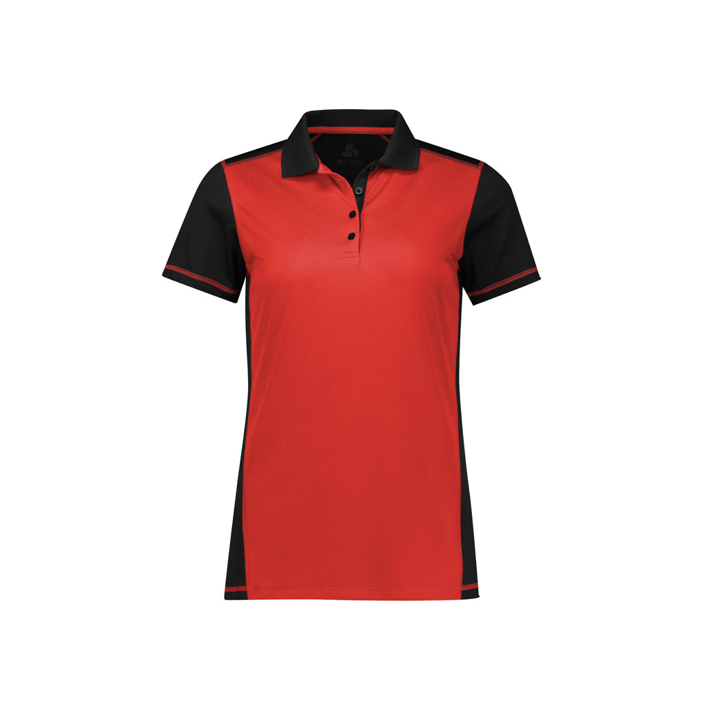 Womens Dart Short Sleeve Polo P419LS in Black/Red
