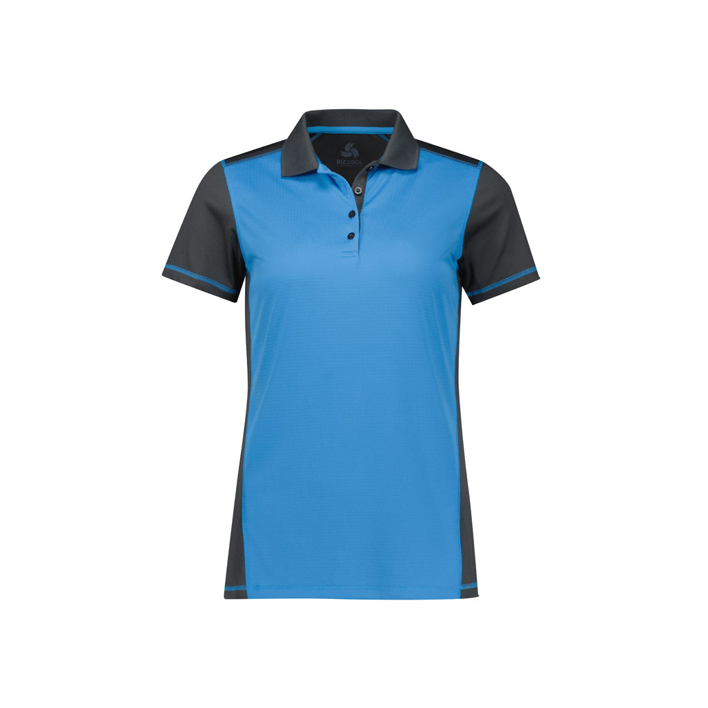 Womens Dart Short Sleeve Polo P419LS in Grey/Cyan