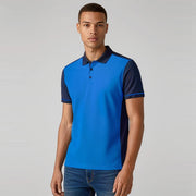 Mens Dart Short Sleeve Polo P419MS worn by model in Navy/Royal