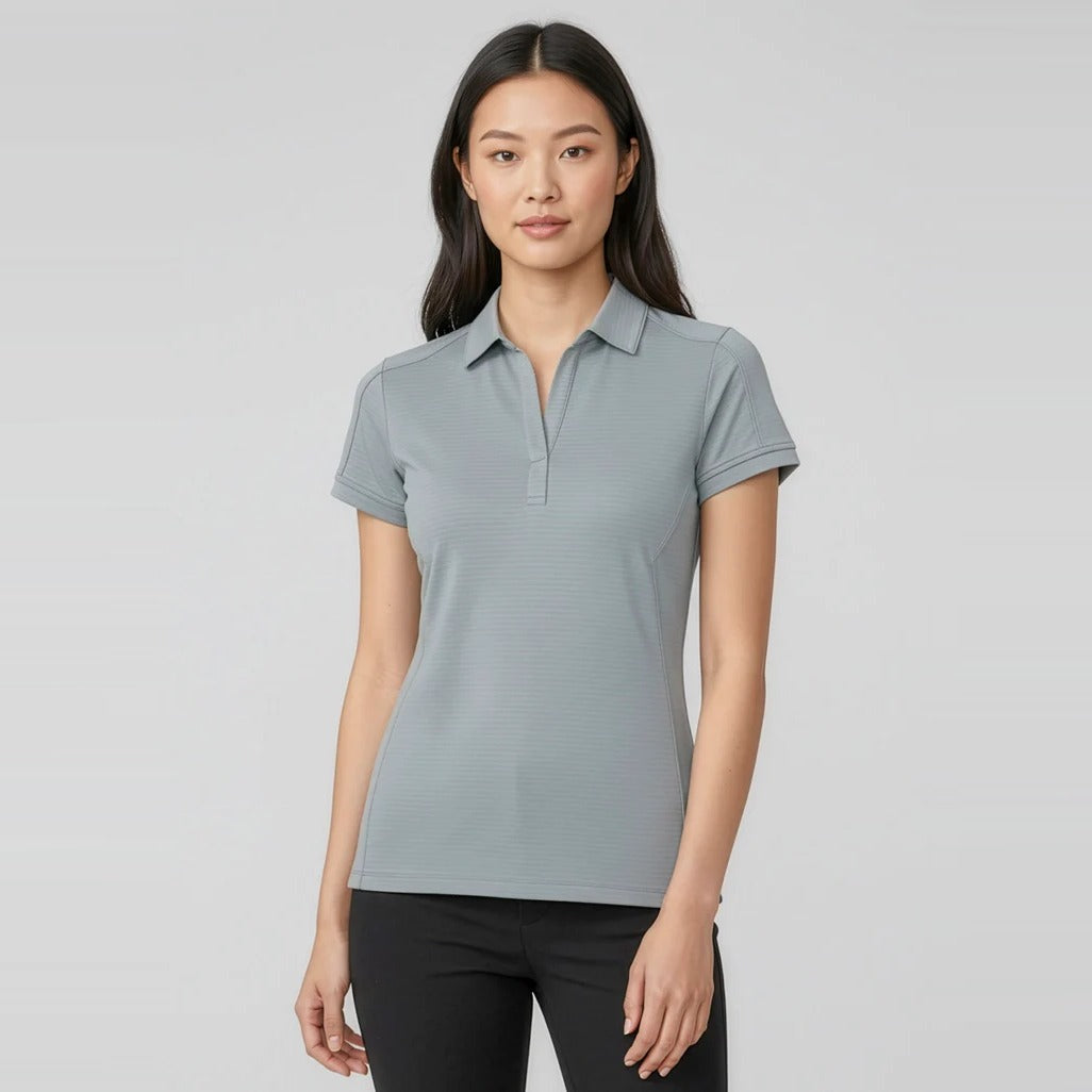 Womens Profile Short Sleeve Polo P706LS worn by model in Silver