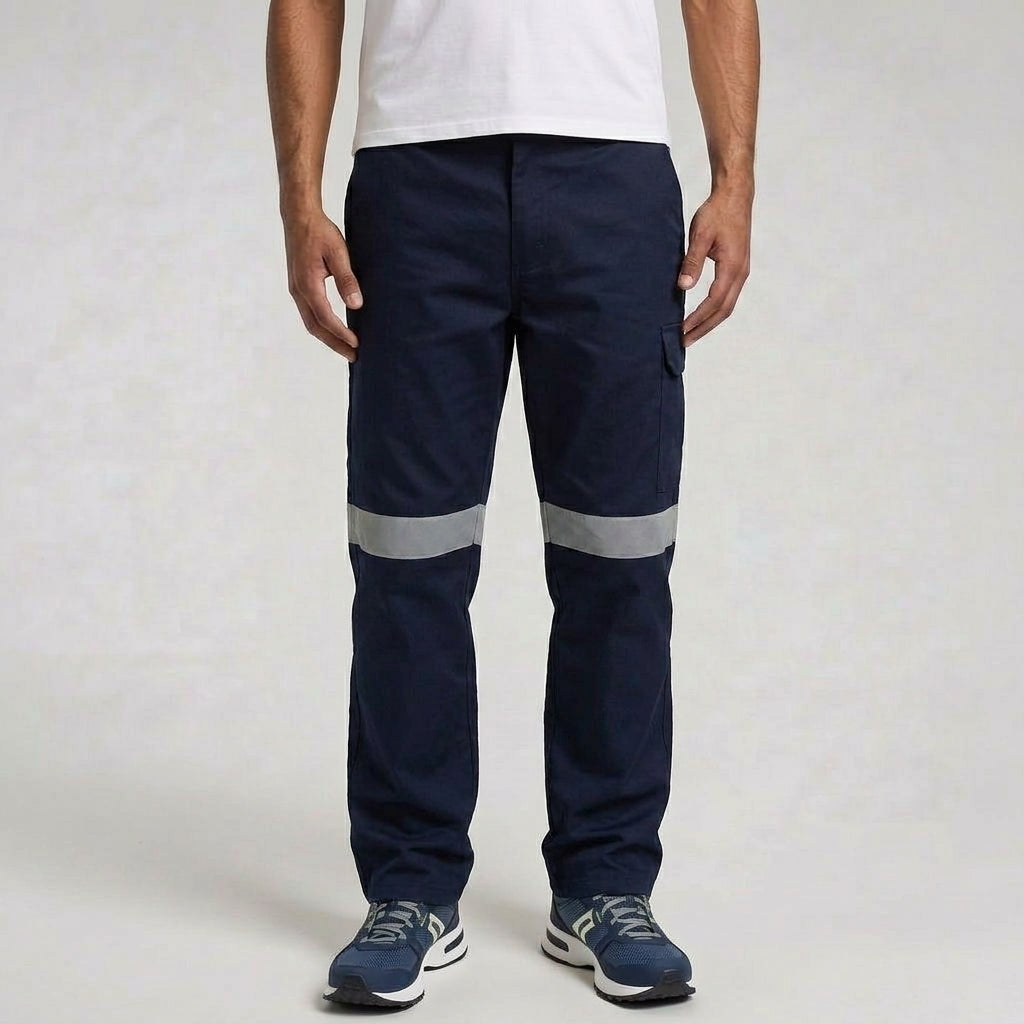 Unisex Adults Cotton Drill Work Pants With Reflective Tape WK1234