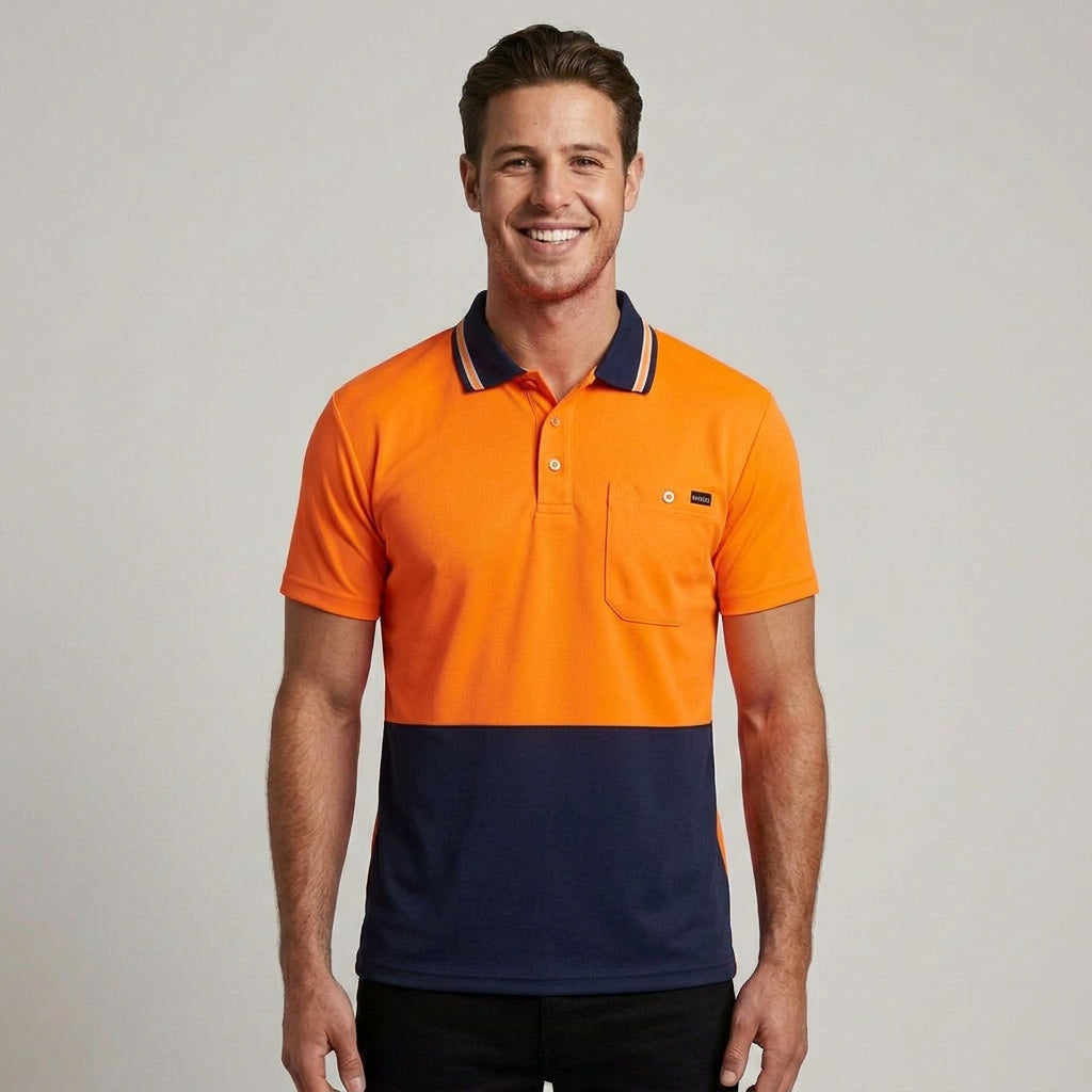 Mens Hi Vis Cotton Short Sleeve Polo ZH435