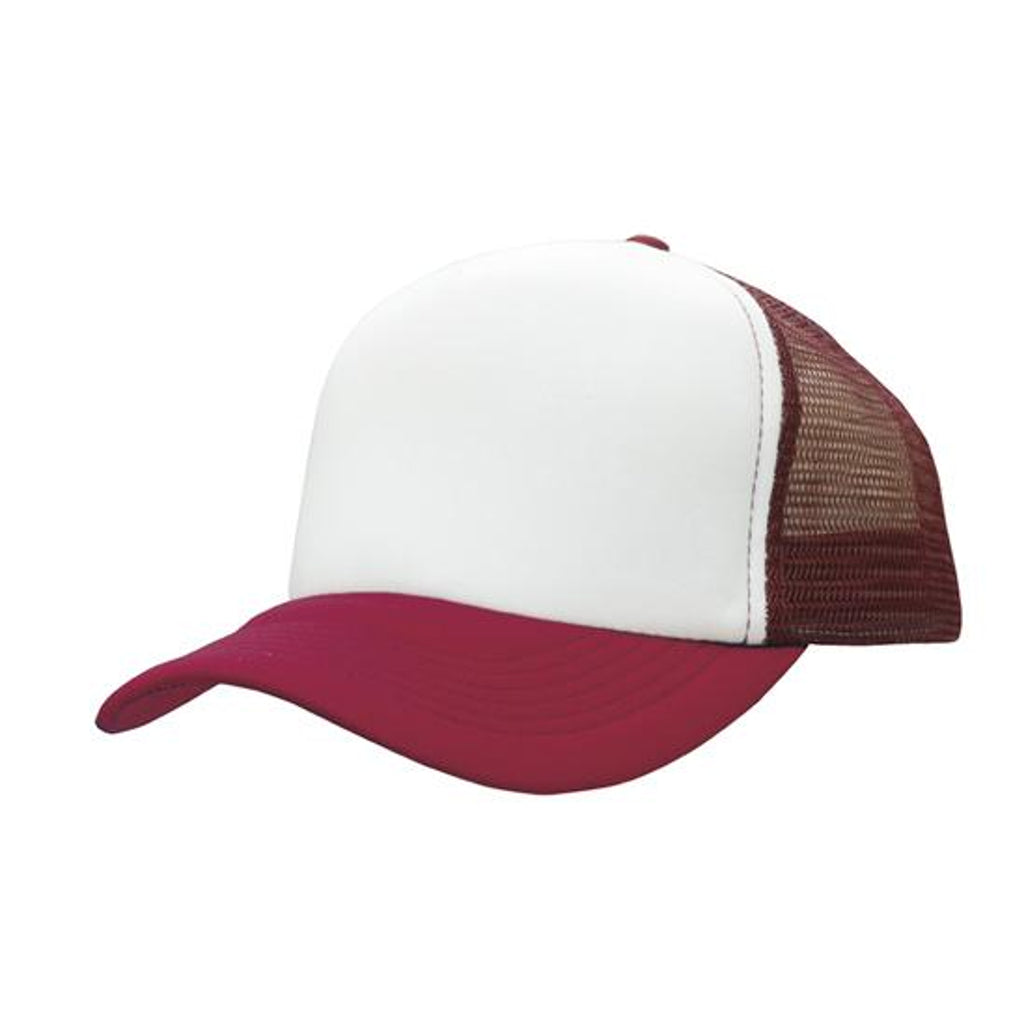 Truckers Mesh Cap 3803 in White/Maroon