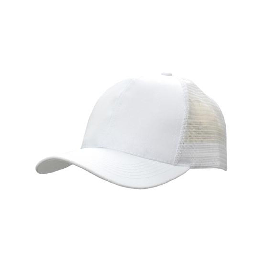 Breathable Poly Twill Cap with Mesh Back 3819 in White