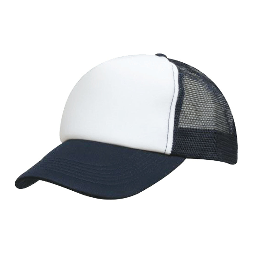 Kids Trucker Cap 3822 in White/Navy