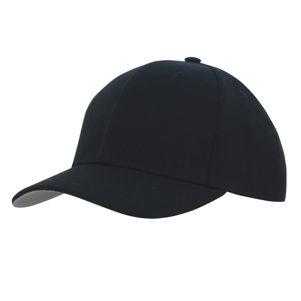 Premium American Twill Cap with Contrast Peak Under 3920 in Black/Grey