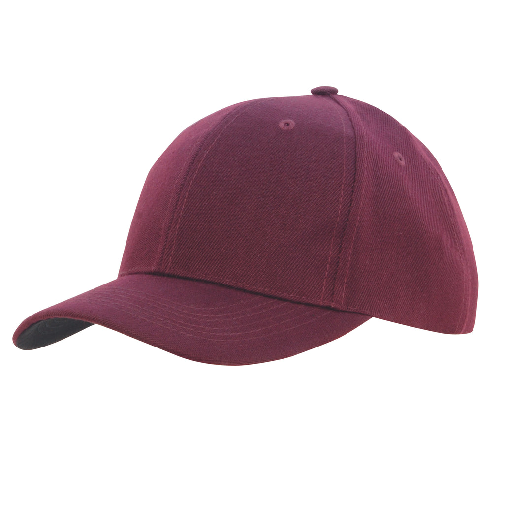 Premium American Twill Cap with Contrast Peak Under 3920 in Maroon/Black