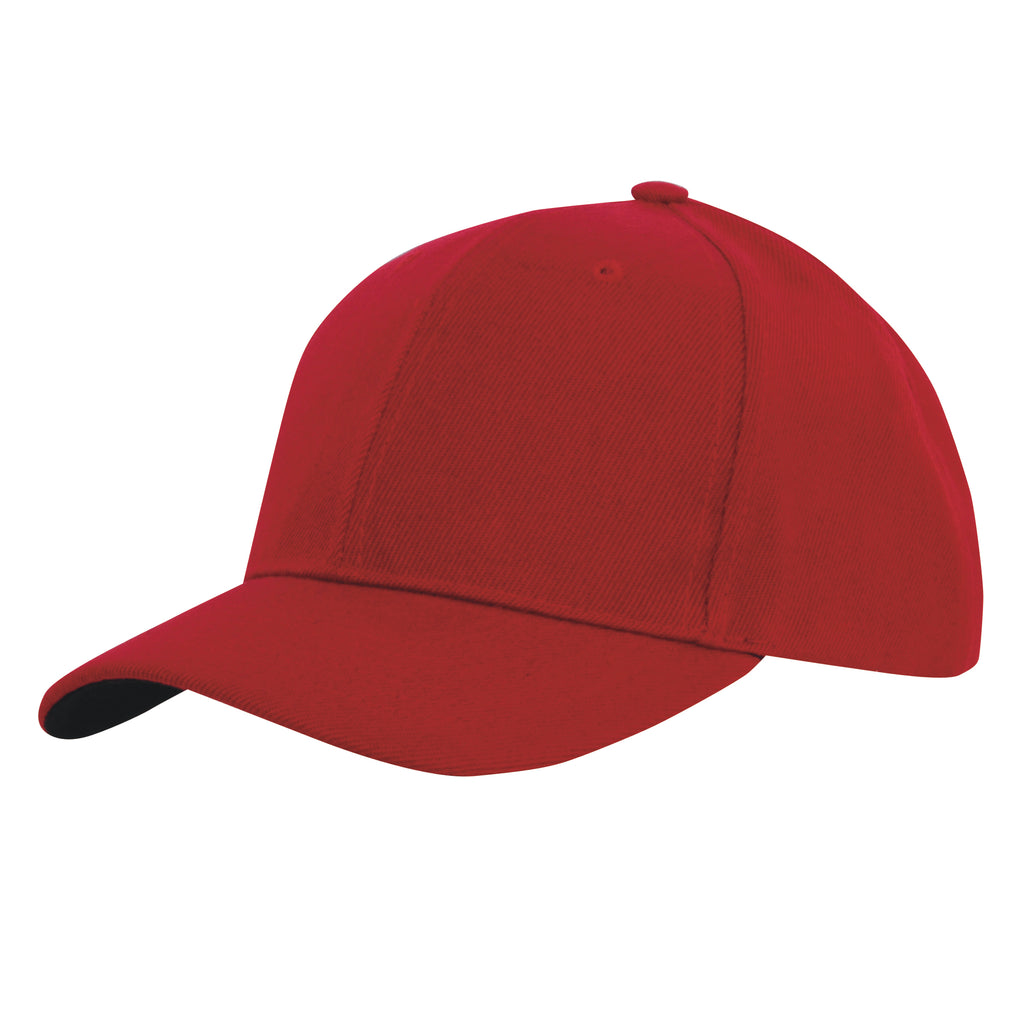 Premium American Twill Cap with Contrast Peak Under 3920 in Red/Black