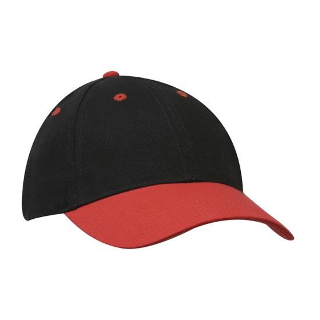 Brushed Heavy Cotton Cap 4199 in Black/Red