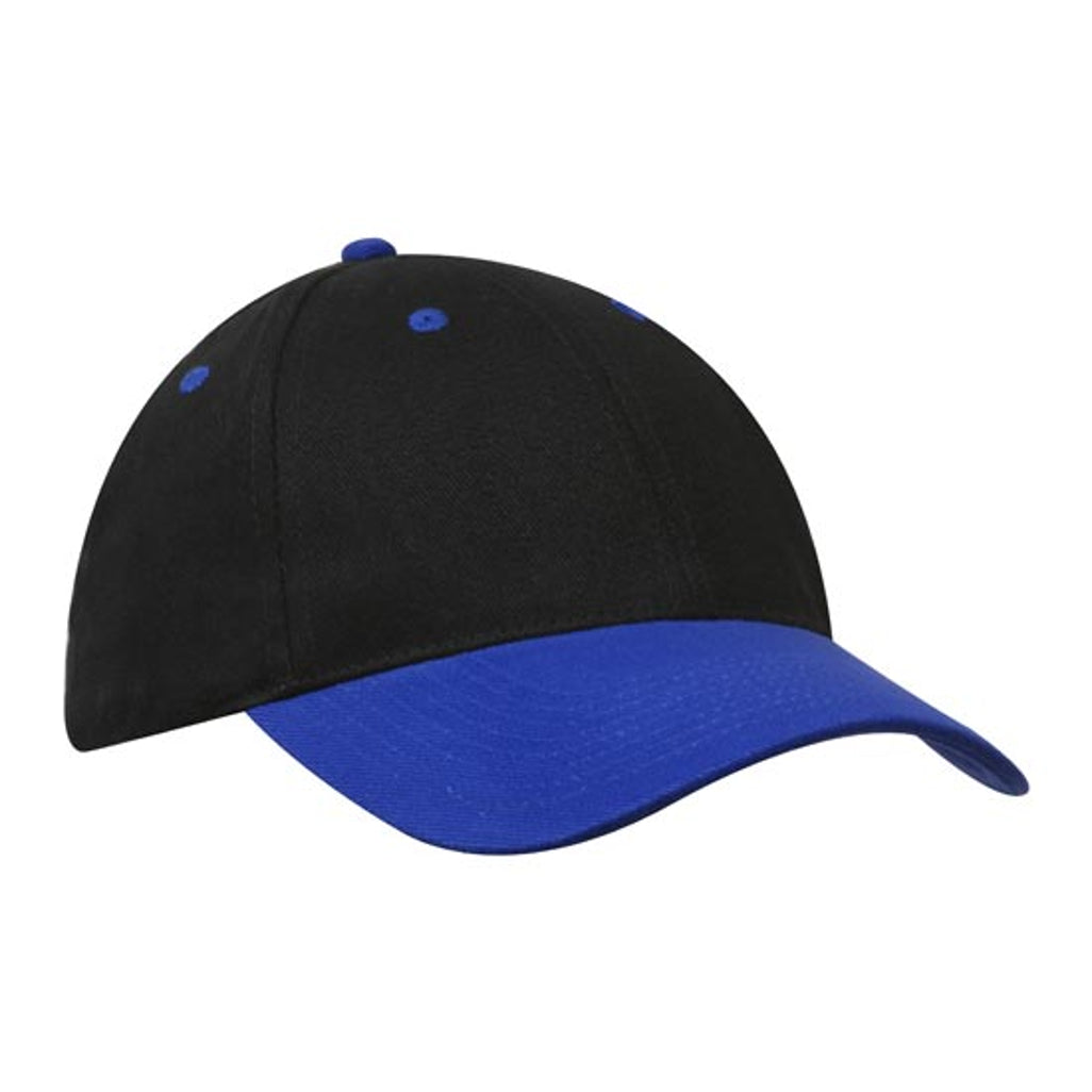 Brushed Heavy Cotton Cap 4199 in Black/Royal