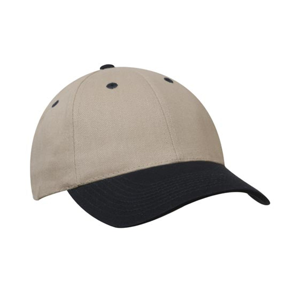 Brushed Heavy Cotton Cap 4199 in Khaki/Navy