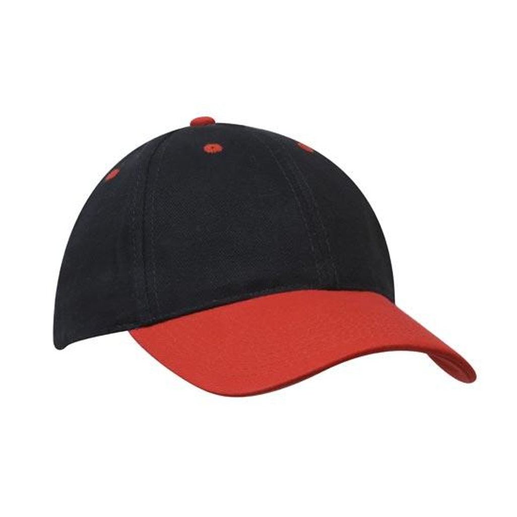Brushed Heavy Cotton Cap 4199 in Navy/Red