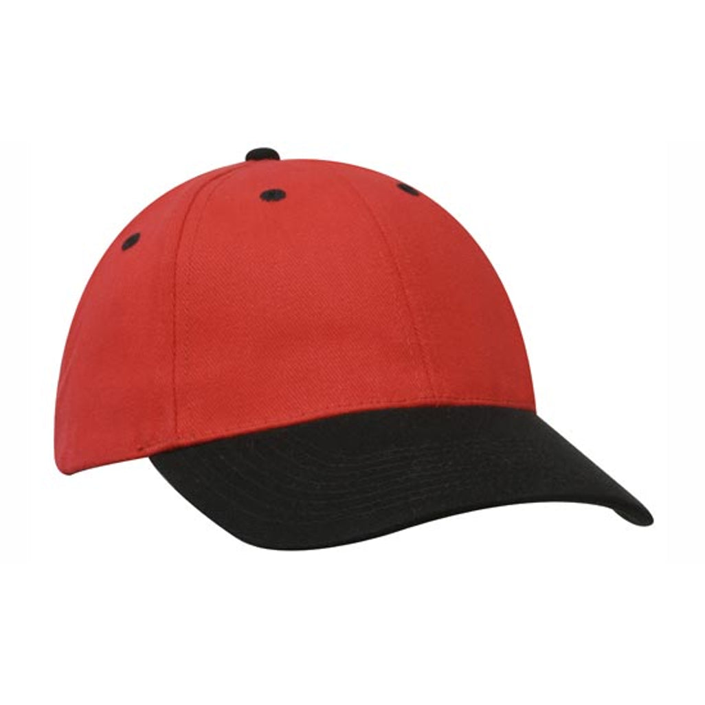 Brushed Heavy Cotton Cap 4199 in Red/Black