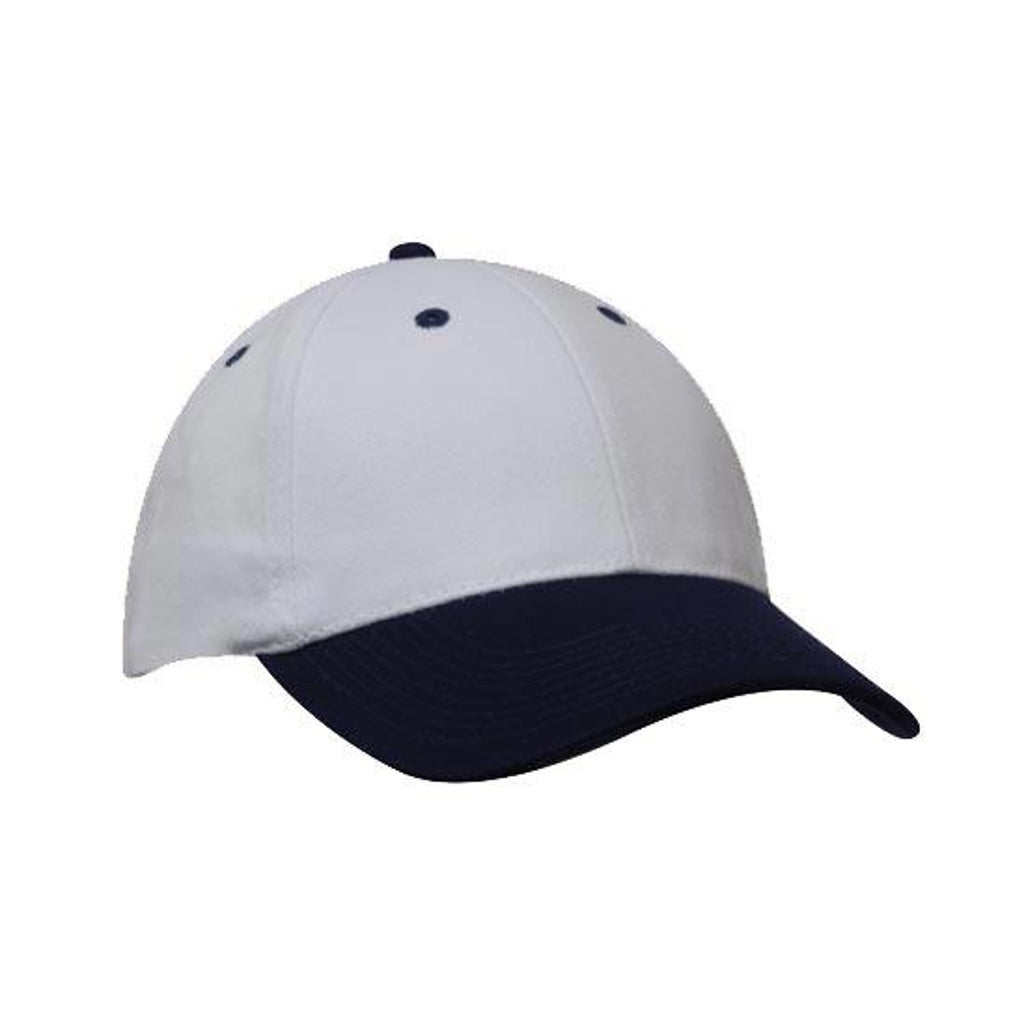 Brushed Heavy Cotton Cap 4199 in White/Navy