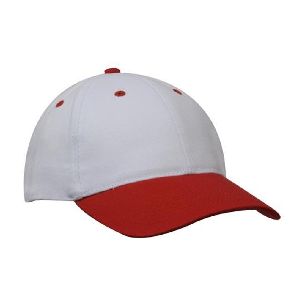 Brushed Heavy Cotton Cap 4199 in White/Red