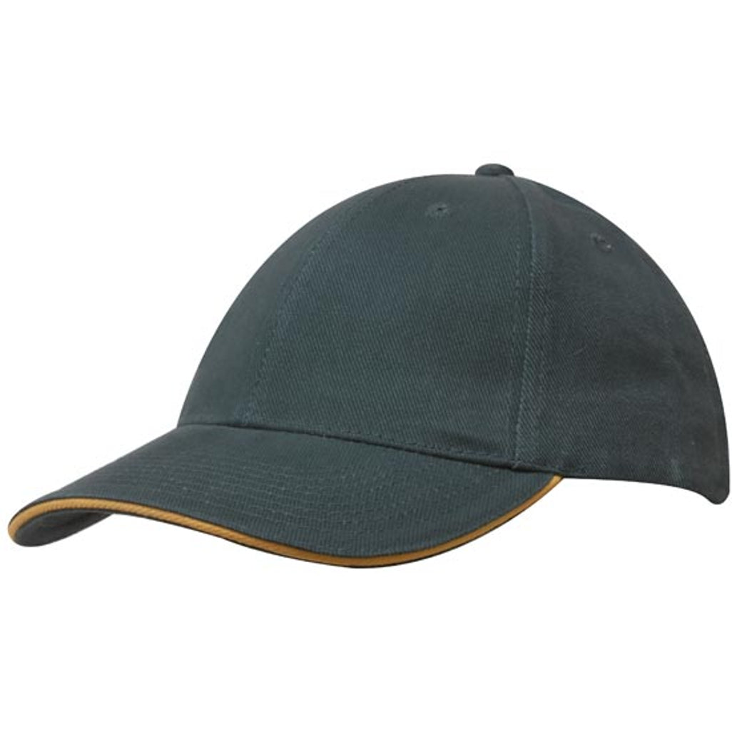 Brushed Heavy Cotton Cap with Sandwich Trim 4210 in Bottle/Gold
