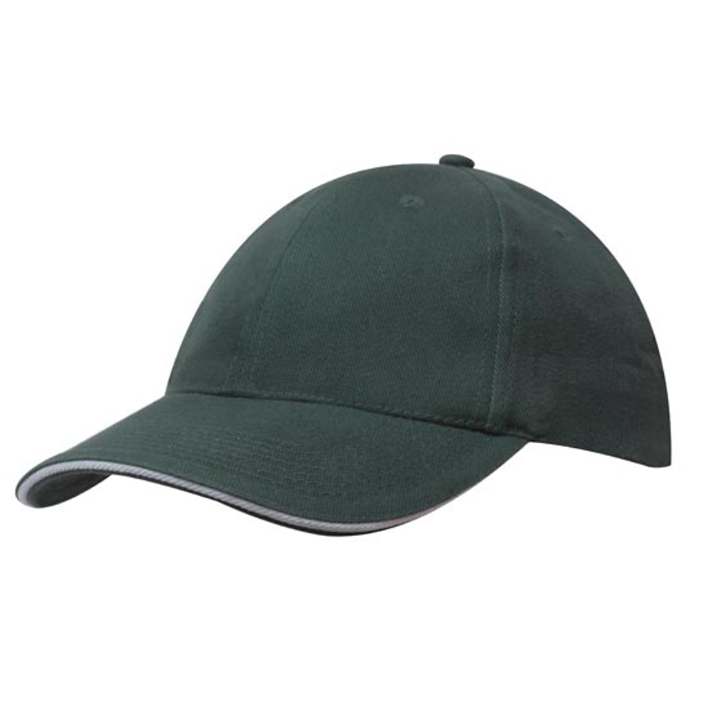 Brushed Heavy Cotton Cap with Sandwich Trim 4210 in Bottle/White
