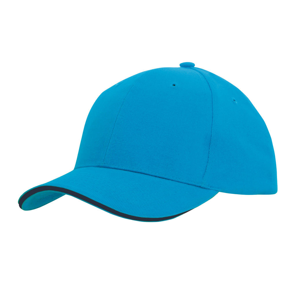 Brushed Heavy Cotton Cap with Sandwich Trim 4210 in Cyan/Navy
