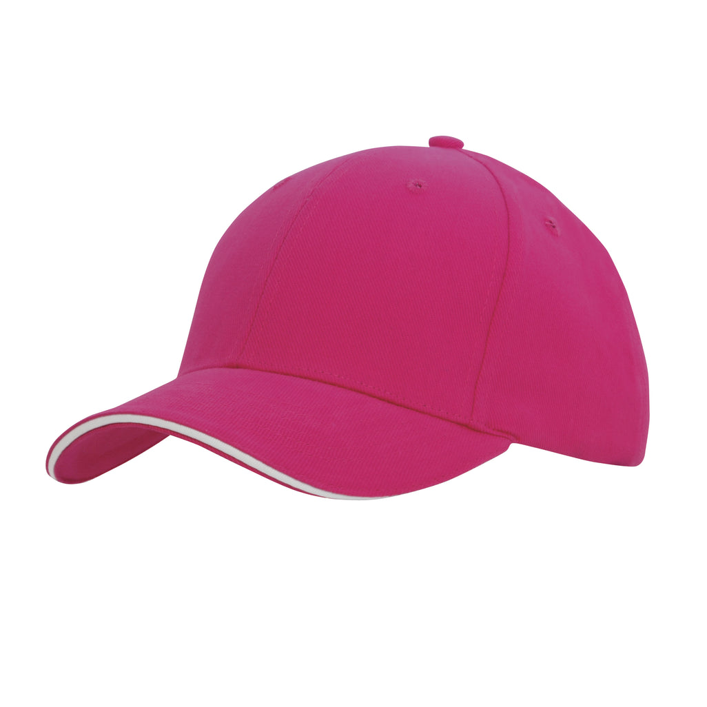 Brushed Heavy Cotton Cap with Sandwich Trim 4210 in Hot Pink/White