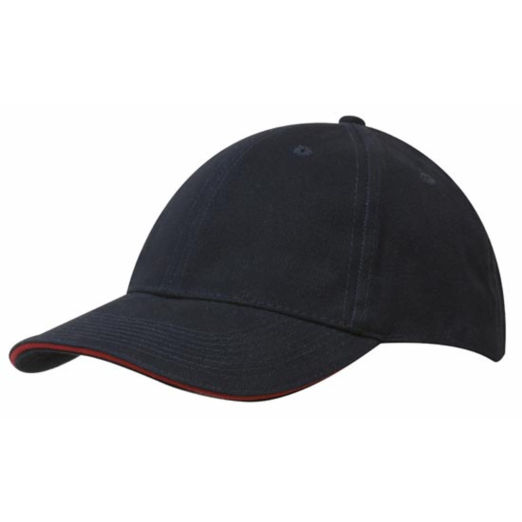 Brushed Heavy Cotton Cap with Sandwich Trim 4210 in Navy/Red