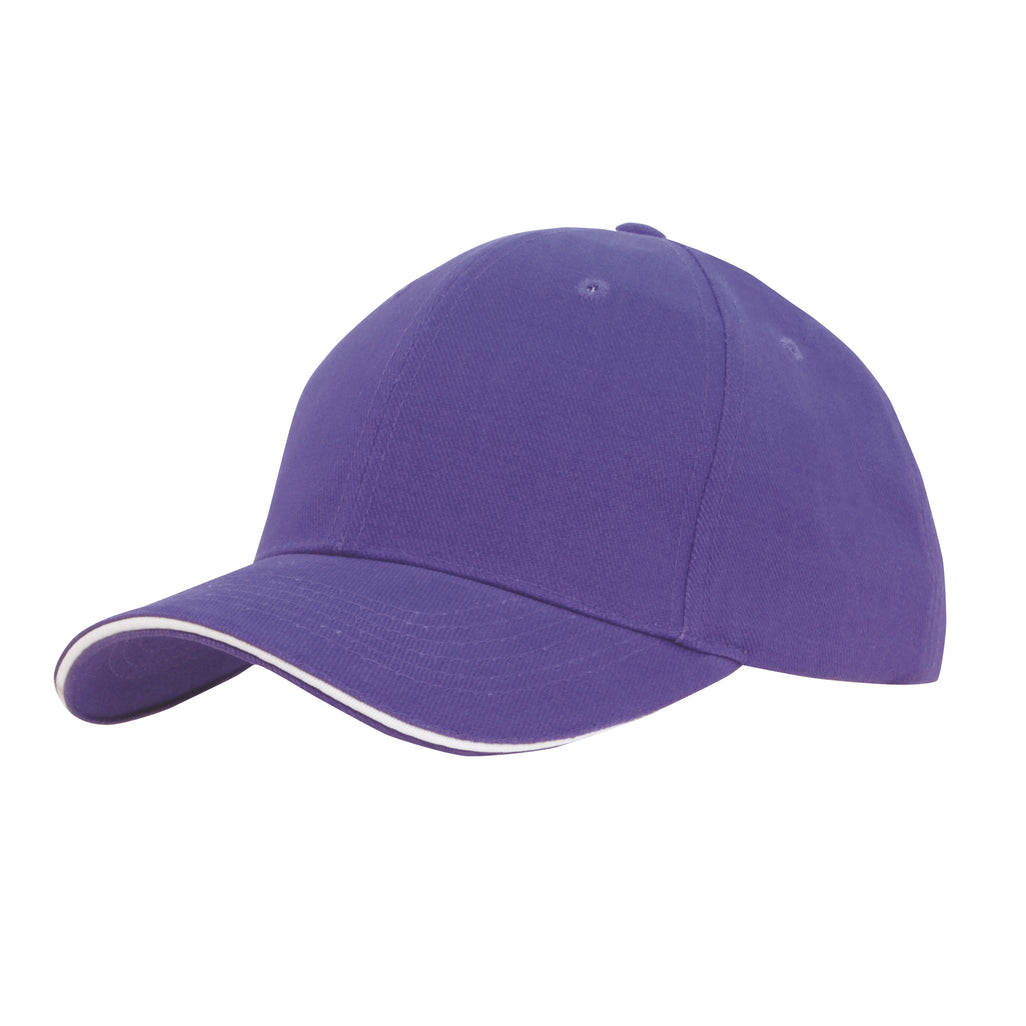 Brushed Heavy Cotton Cap with Sandwich Trim 4210 in Purple/White