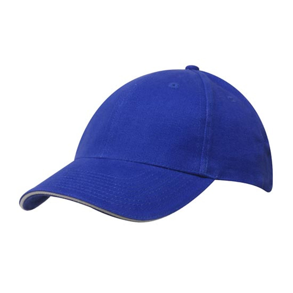 Brushed Heavy Cotton Cap with Sandwich Trim 4210 in Royal/White