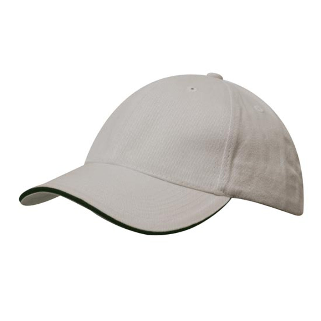 Brushed Heavy Cotton Cap with Sandwich Trim 4210 in Stone/Navy