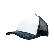 Breathable Poly Twill Cap with Mesh Back 3819 in White/Navy