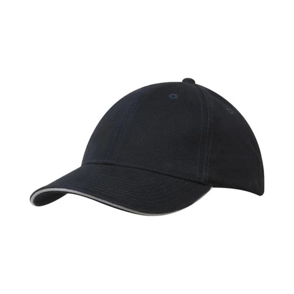 Brushed Heavy Cotton Cap with Sandwich Trim 4210 in Navy/White