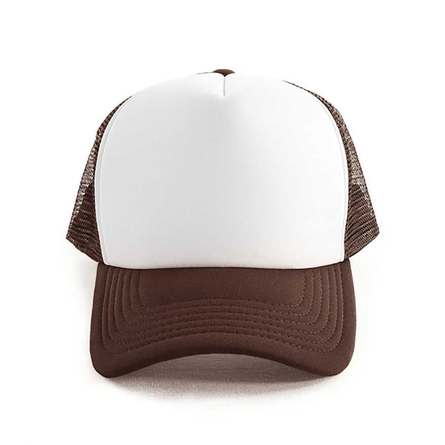 Polymesh Trucker Cap AH295 in White/Brown