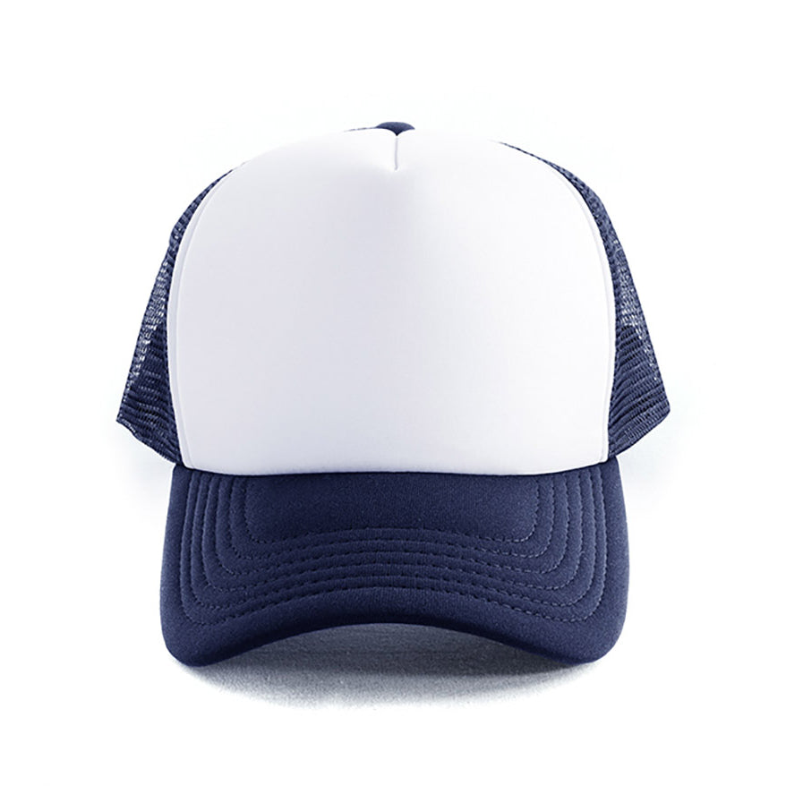 Polymesh Trucker Cap AH295 in White/Navy