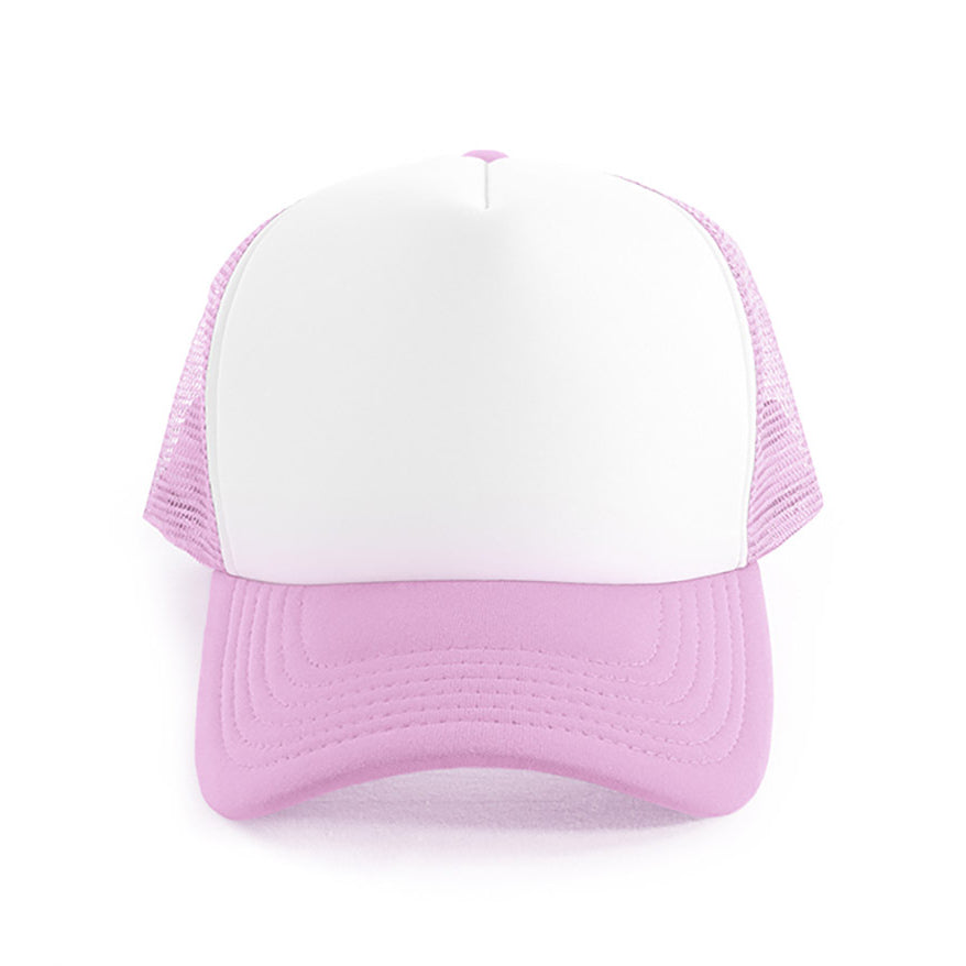 Polymesh Trucker Cap AH295 in White/Pink