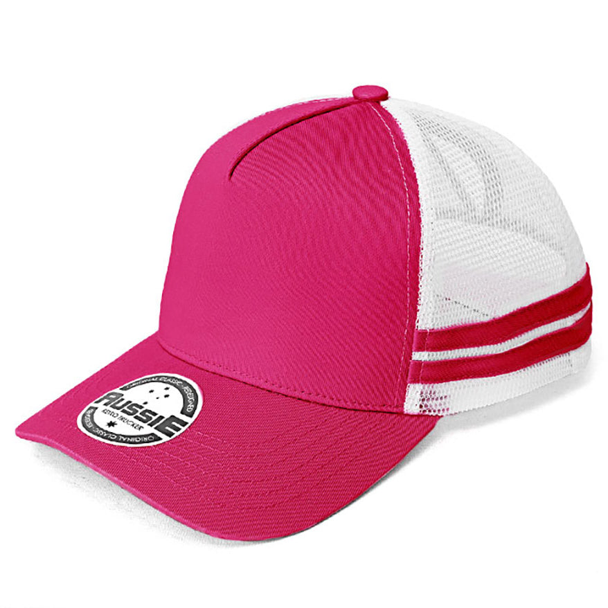 Ponytail Cap AH457 in Hot Pink/White